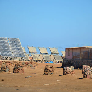 Solar panels.Bedouin village near Sharm El Sheikh. Tourist place
